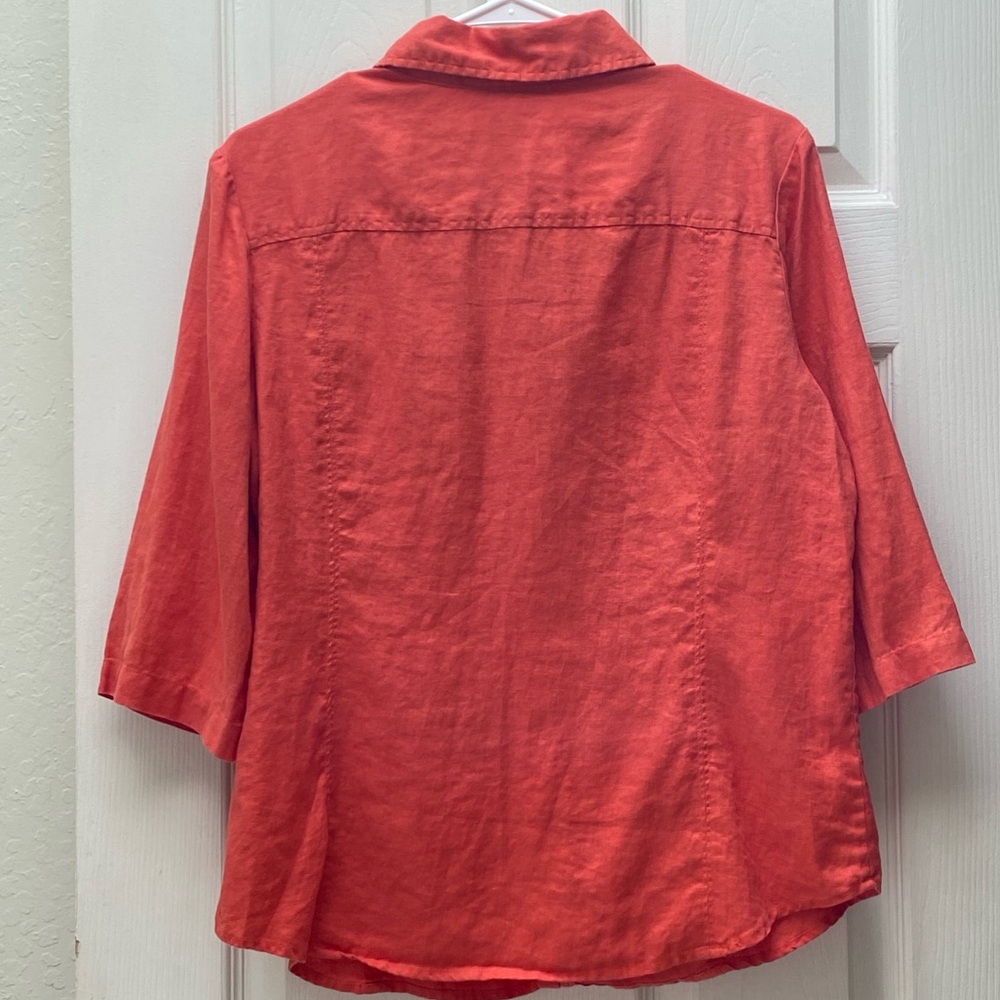 CHADWICK’S | 100% Linen Coral Button Down Shirt Size 14 - Picture 6 of 10